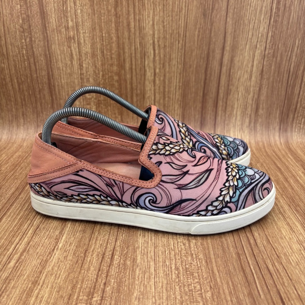 OluKai Kailua Hoa Women 9.5 Wooden Wave Slip On Sneakers 20300-PDPD
